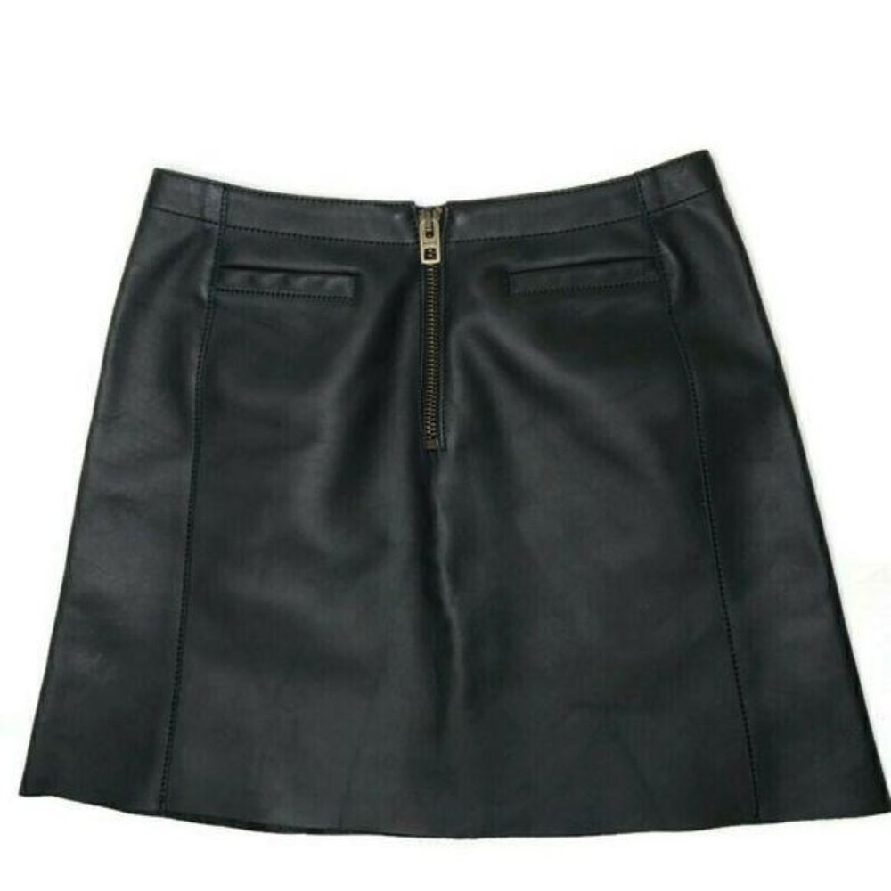 Coach Black Leather Mini Skirt With Back Zip and faux pockets sexy classic - Picture 7 of 11